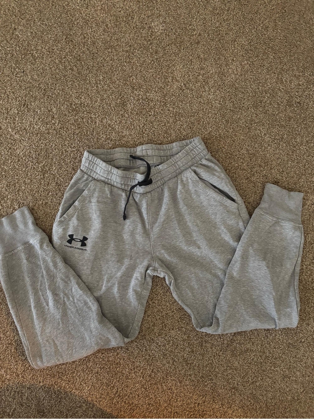 Under Armour women’s Light Gray Jogger Sweatpants with Black Logo